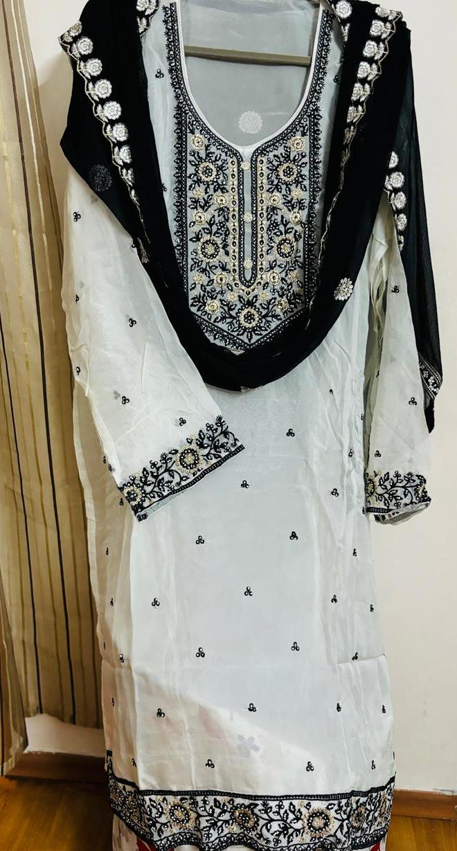 Black & White Organza Suit Fabric