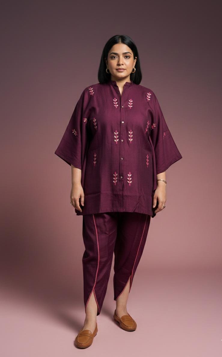 Roman Silk Shirt Kaftan Co-ord Set