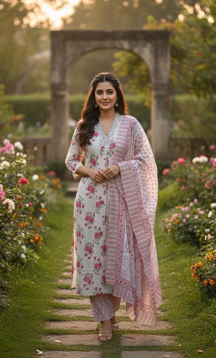 Floral Lurex Anarkali suit