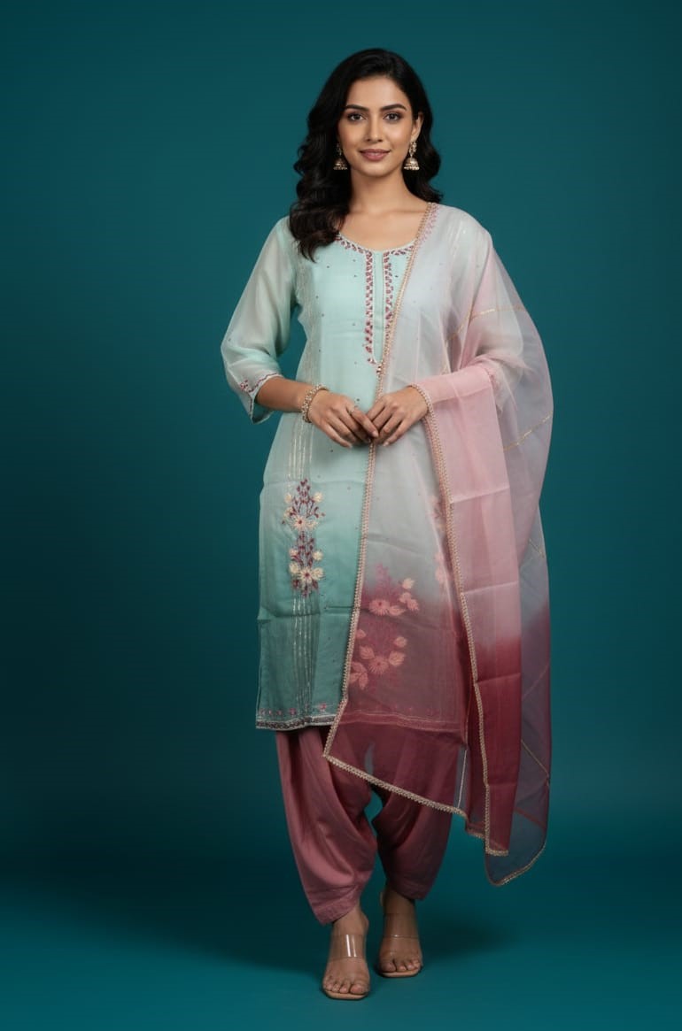 Ombre Organza Ethnic Set