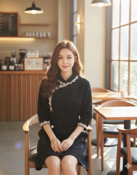 Black Korean Style Above Knee Length Dress - Image 2