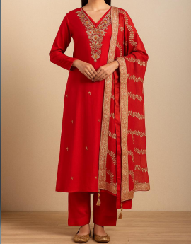 Chinon Fabric Handwork Kurta Set