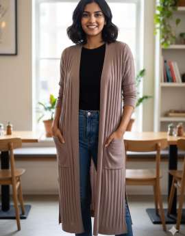 Dark Peach Long Shrug