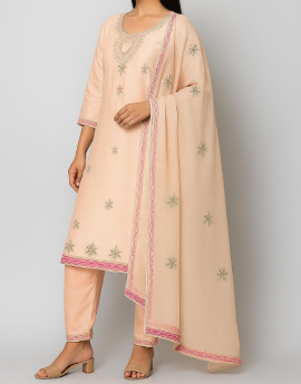 Light Peach Color Tissue Organza Fabric Partywear suit