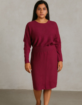 Purple Skirt-Top Pattern style Knee Length Dress