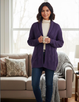 Purple Woolen Knitted Shrug