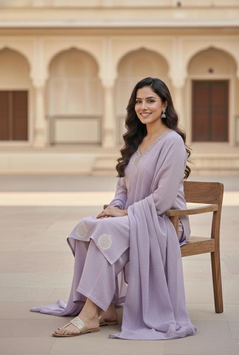 Mauve-Shimmer Kurta Set - Image 2