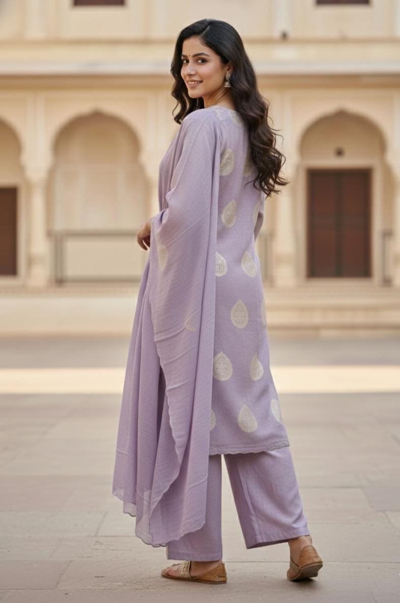 Mauve-Shimmer Kurta Set - Image 3