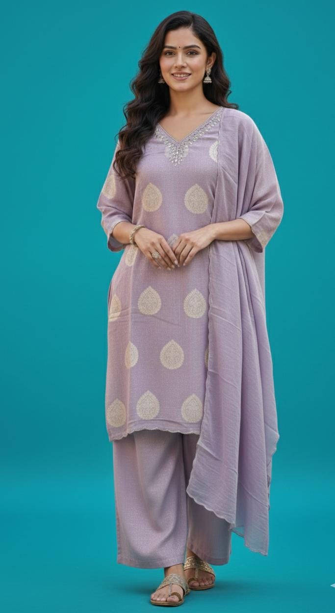Mauve-Shimmer Kurta Set