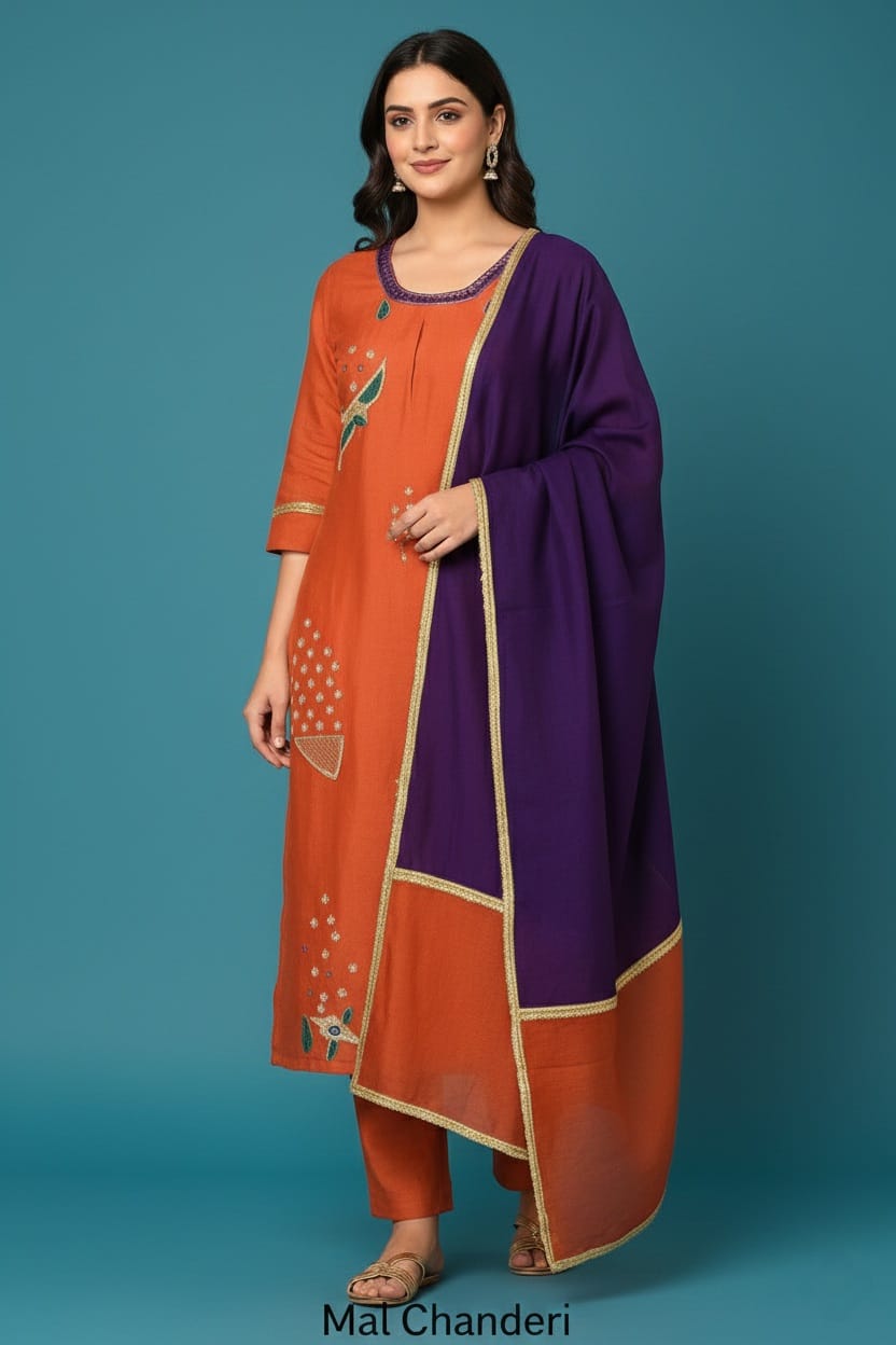 Mal Chanderi Cotton - Kurta Set