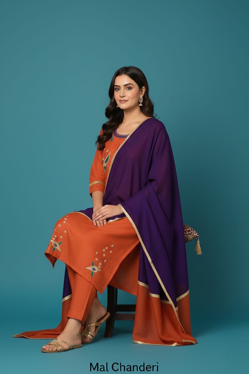 Mal Chanderi Cotton - Kurta Set - Image 4