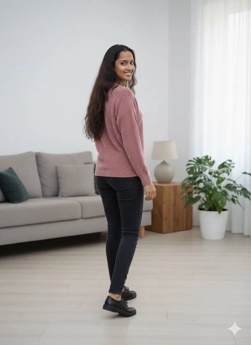 Peach Velvety Texture Top - Image 2