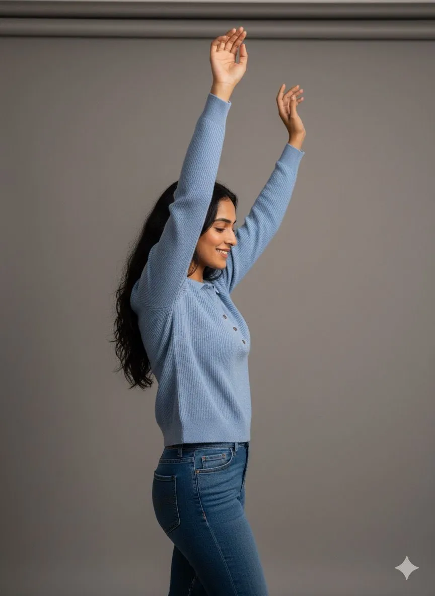 Light Blue Woolen Short Top - Image 3