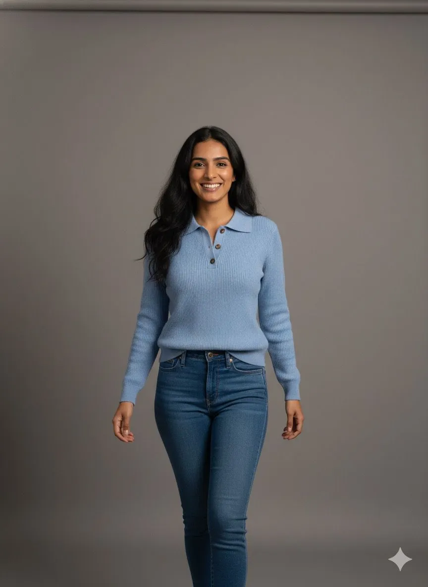 Light Blue Woolen Short Top