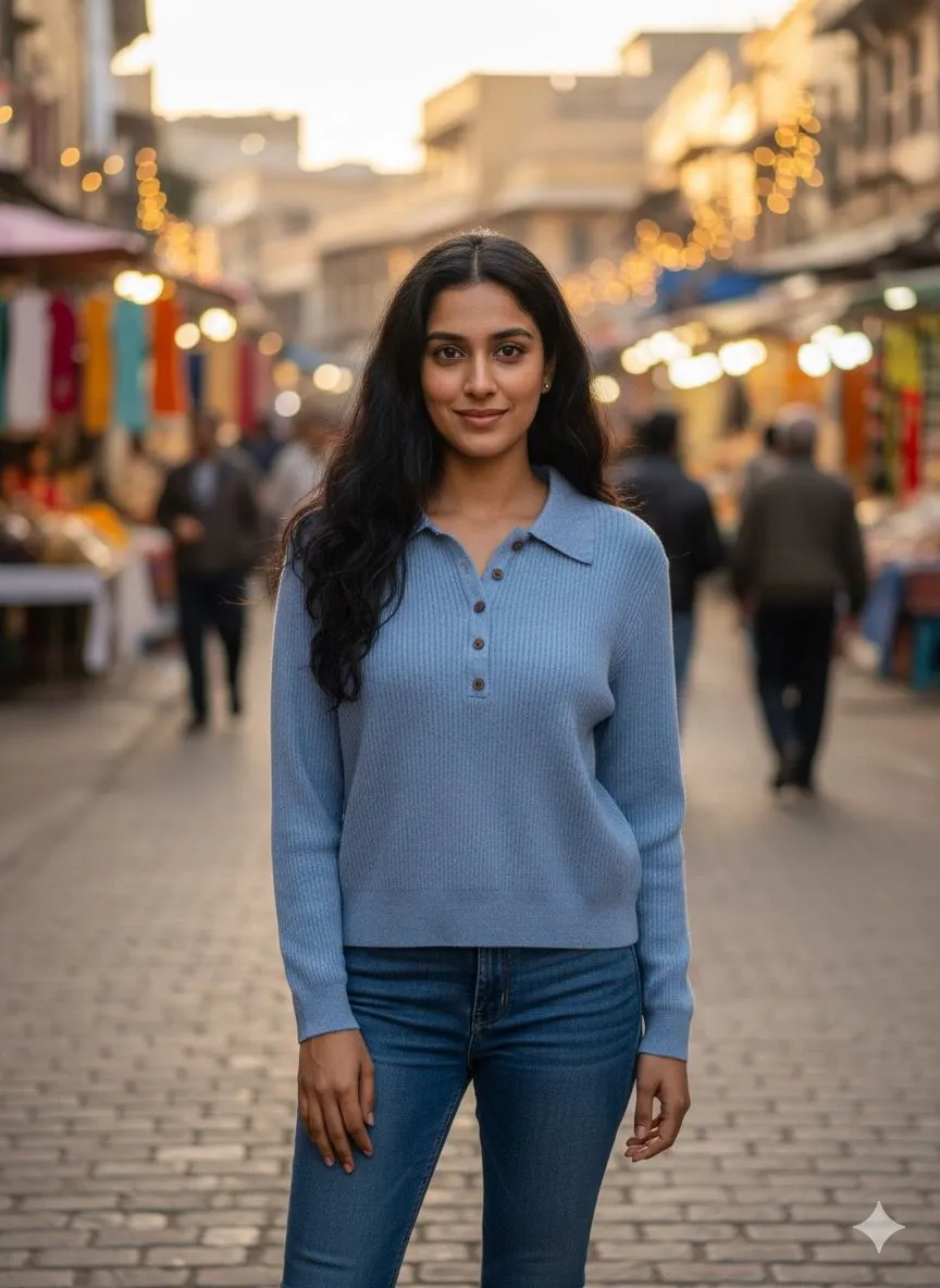 Light Blue Woolen Short Top - Image 4