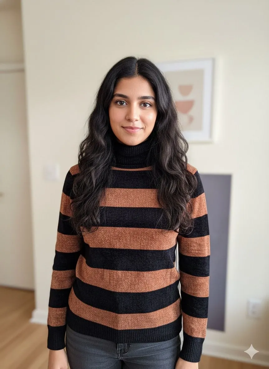 Black & Brown High Neck Velvety Texture Top