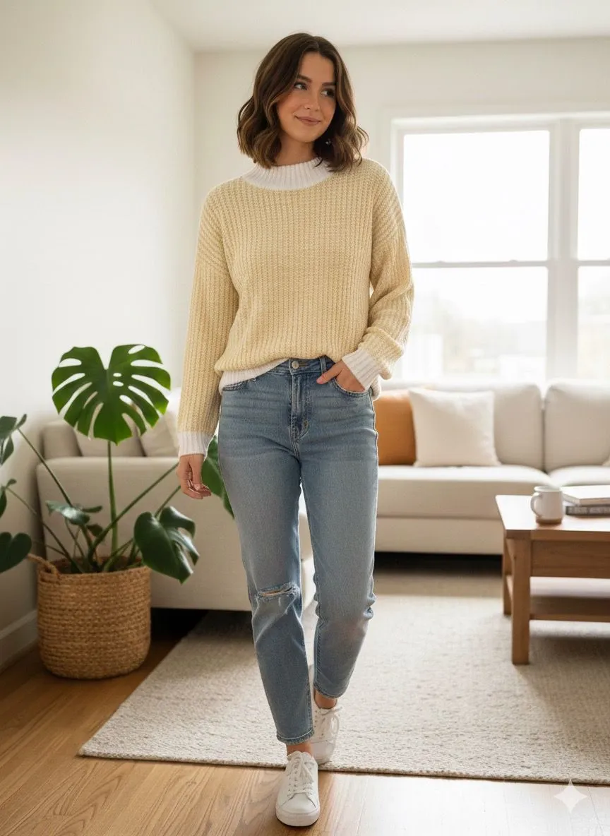 White & Yellow Woolen Top