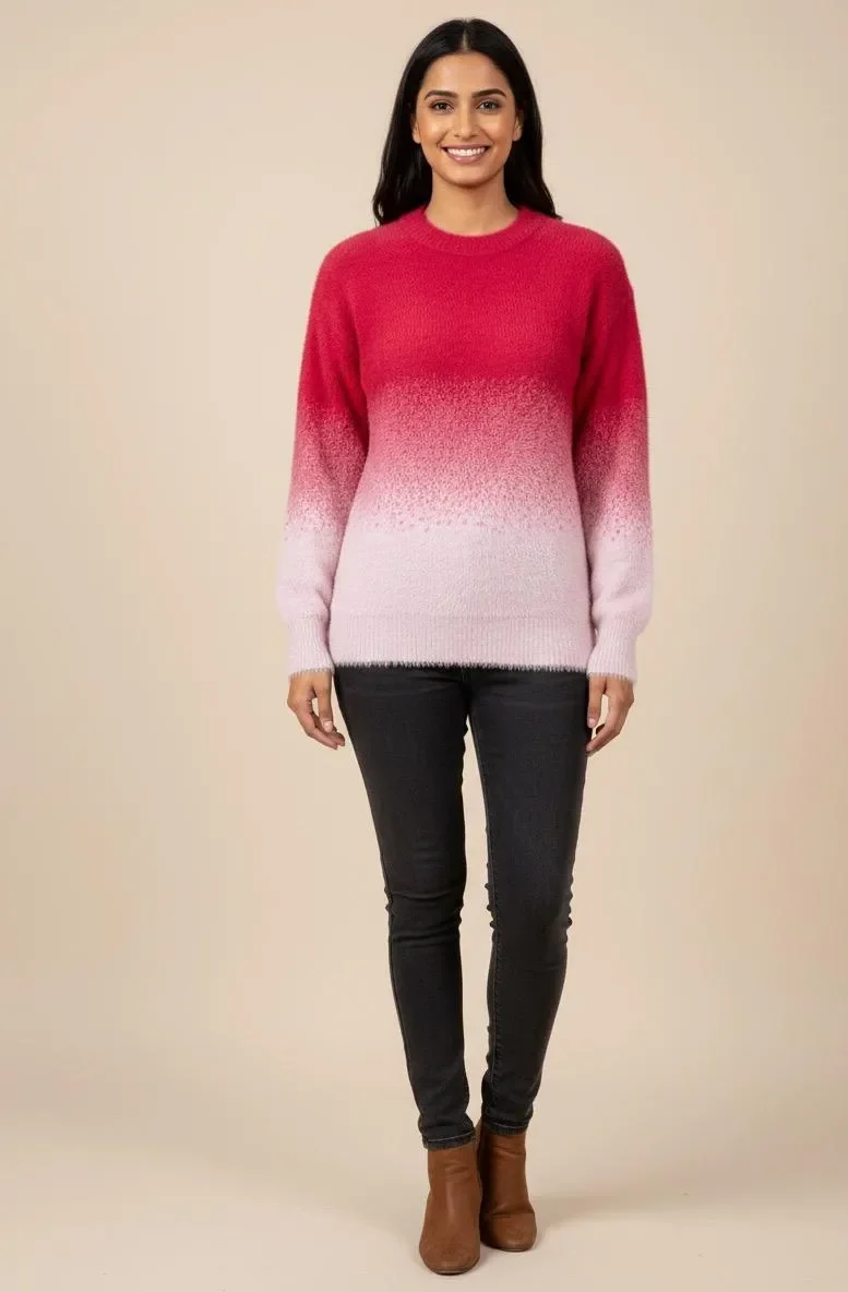 Red & White Ombre Woolen Top