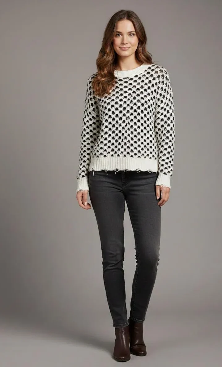 White & Black Ribbed top