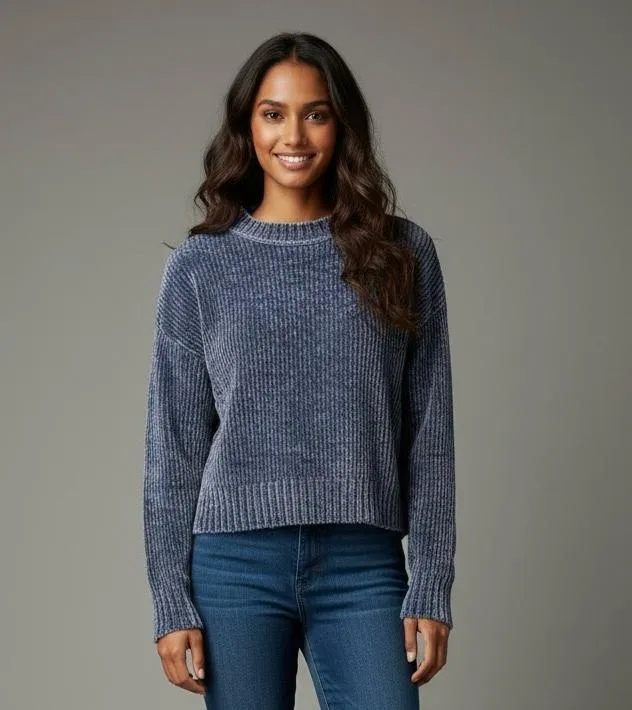 Grey Velvety texture Crop Top