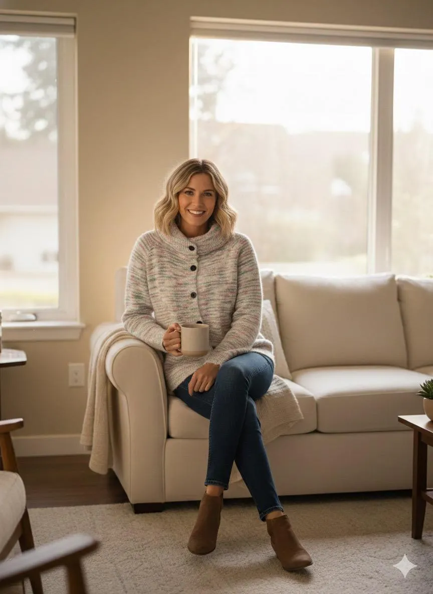 Loose High Neck White & Color drops style Sweater - Image 2