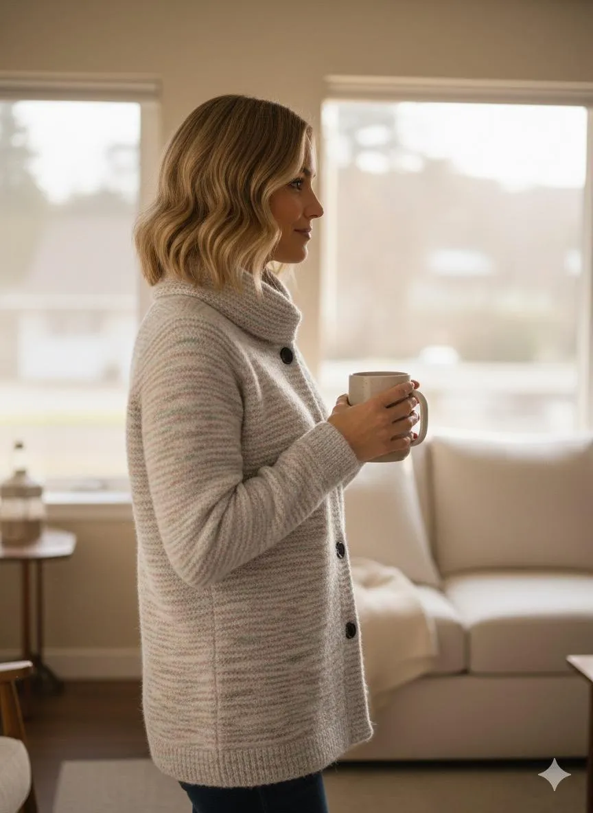 Loose High Neck White & Color drops style Sweater - Image 4