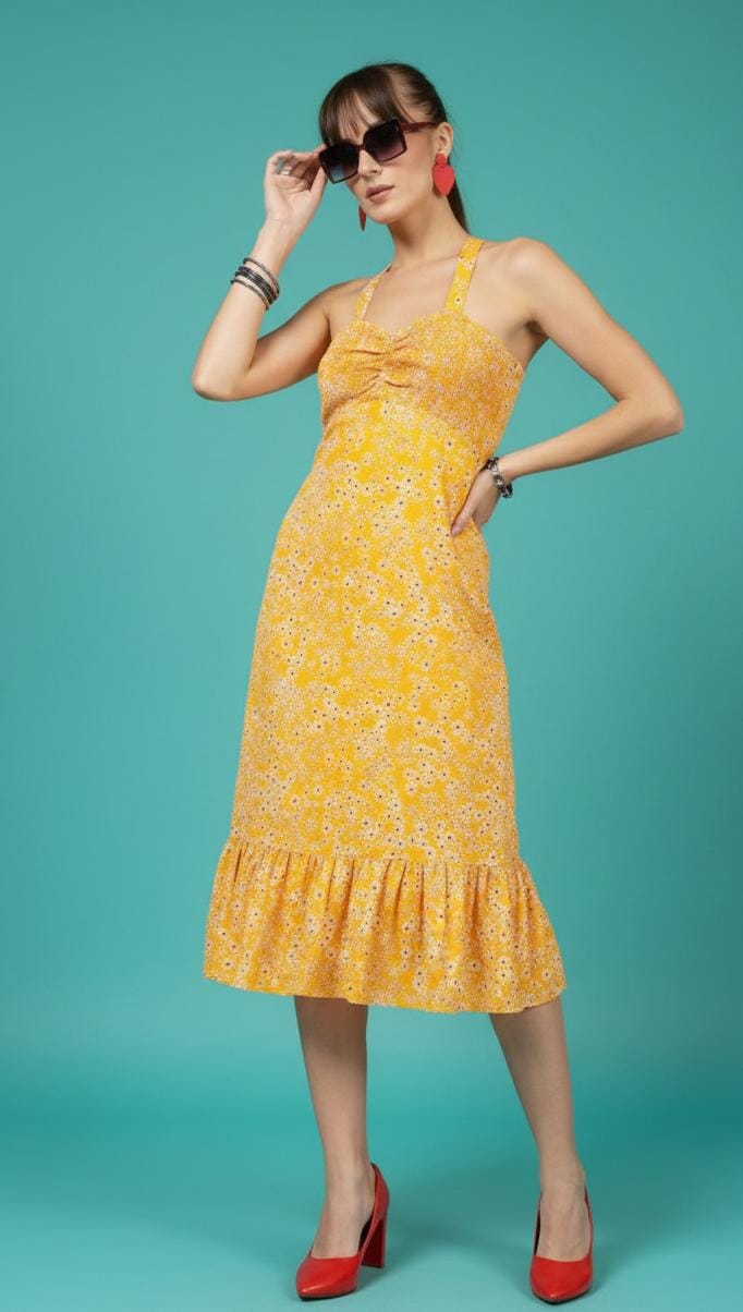 Yellow Floral Summer Dress